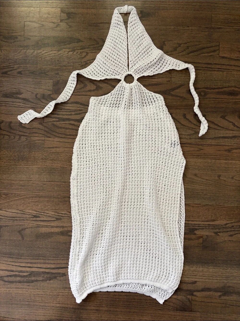 SHEIN White Crochet Halter Swim Coverup